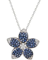 Suzy Levian - 0.02 Ct. Tw. Diamond & Sapphire & Created Sapphire Flower Pendant - Lyst