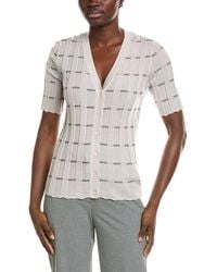 Lafayette 148 New York - Plaited Ribbed Stripe Cashmere Cardigan - Lyst