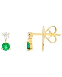 HAWLEY ST - 14K 0.37 Ct. Tw. Diamond & Emerald Stud Earrings - Lyst