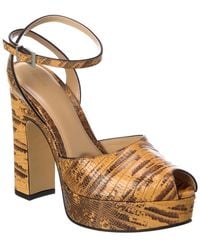 Fendi - After 9 Snake-Embossed Leather Platform Sandal - Lyst