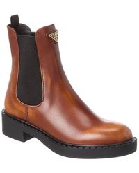 Prada - Logo Leather Chelsea Boot - Lyst