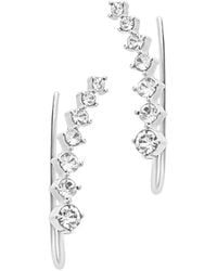 Sterling Forever - Rhodium Plated Cz Graduated Crawler Earrings - Lyst