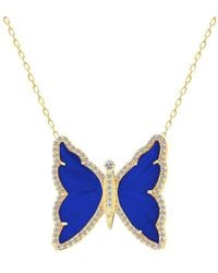 Gabi Rielle - 14k Over Silver Lapis Jade Cz Butterfly Necklace - Lyst