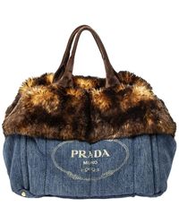Prada - Limited Edition Dark Denim Large Canapa Tote (Authentic Pre-Owned) - Lyst