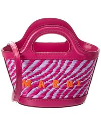 Marni - Tropicalia Mini Leather-Trim Tote - Lyst