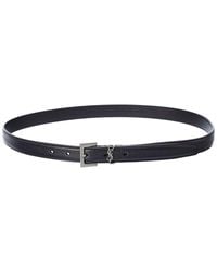 Saint Laurent Monogram Leather Belt in Black | Lyst