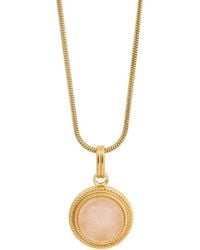 Savvy Cie - 18k Plated Rose Quartz Classic Pendant Necklace - Lyst
