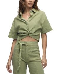 Hudson Jeans - Knotted Button Down Linen-Blend Shirt - Lyst