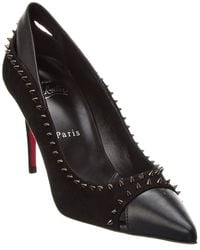 Christian Louboutin - Duvette Spikes 85 Leather & Suede Pump - Lyst