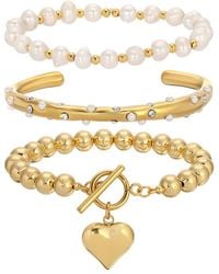 Eye Candy LA - Glass Pearl Stack Toggle Bracelet - Lyst