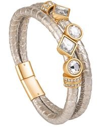 Saachi - Bling Charm Leather Bracelet - Lyst