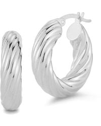 Chloe and Madison - Silver Bold Twist Hoops - Lyst