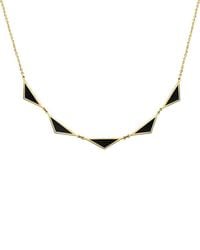 Italian Gold - 14K Onyx 5 Station Triangle Necklace - Lyst