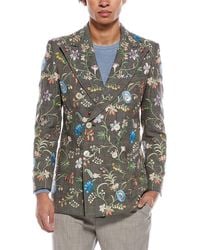 Gucci - Floral Embroidered Wool & Linen-Blend Plaid Jacket - Lyst