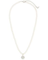Sterling Forever - Rhodium Plated 1mm-6mm Pearl Cz Esti Necklace - Lyst
