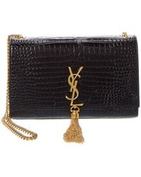 Saint Laurent - Kate Tassel Medium Croc-embossed Leather Shoulder Bag - Lyst