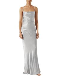 Shona Joy Labyrinth One-Shoulder Silky Sheer Lace Maxi Dress in Grey | Lyst  UK