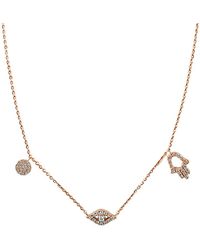 Sabrina Designs 14k Rose Gold 0.22 Ct. Tw. Diamond Evil Eye & Hamsa Necklace - Metallic