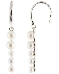 Splendid - Silver 3-5mm Cultured Freshwater Pearl Graduated Drop Earrings - Lyst