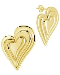 Sterling Forever - 14k Plated Statement Beating Heart Studs - Lyst