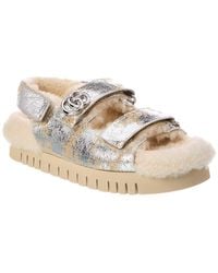 Gucci - Gg Logo Leather Sandal - Lyst