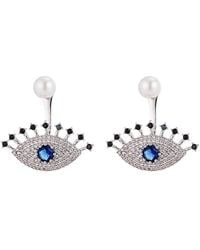 Eye Candy LA - Luxe Collection Rhodium Plated Cz Mila Eye Drop Earrings - Lyst