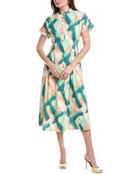 Misook - Fit & Flare Crepe De Chine Button Up Maxi Dress - Lyst