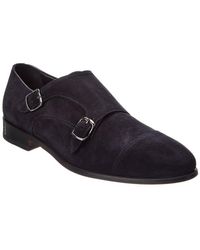 Isaia - Double Monk Strap Suede Loafer - Lyst