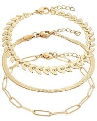 Adornia - Tarnish Resistant 18K Plated Set Of Three Adjustable Chain Bracelets - Lyst