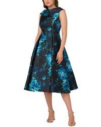 Adrianna Papell - Printed Jacquard Midi Dress - Lyst
