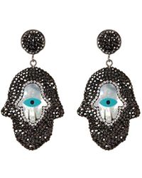 Eye Candy LA - Pave Crystal Hamsa Earring - Lyst
