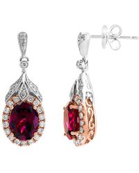 Effy 14k Two-tone 3.63 Ct. Tw. Diamond & Rhodolite Earrings - Multicolour