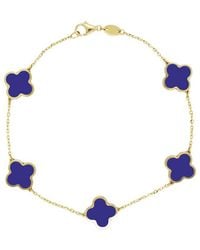 Italian Gold - 14K Lapis Clover Stackable Bracelet - Lyst