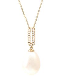 Gemstones - 0.06 Ct. Tw. Diamond & 7-8Mm Pearl 14K Necklace - Lyst