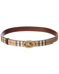 Burberry - Check Reversible E-Canvas & Leather Belt - Lyst