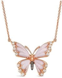 Le Vian - Le Vian 14K Rose 3.26 Ct. Tw. Diamond & Quartz Butterfly Pendant Necklace - Lyst