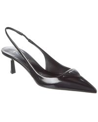 Prada - Leather Pointy-Toe Slingback Pump - Lyst