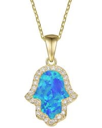Rachel Glauber - 14K Plated Cz Pendant Necklace - Lyst