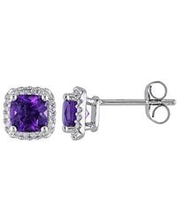 Rina Limor - 10K 1.40 Ct. Tw. Diamond & African Amethyst Halo Earrings - Lyst