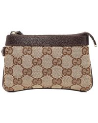 Gucci - ! GG Canvas & Leather Zip Pouch - Lyst
