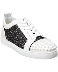 Christian Louboutin - Louis Junior Spikes Orlato Coated Canvas & Leather Sneaker - Lyst