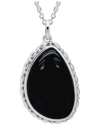 Italian Silver - Onyx Necklace - Lyst