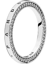 PANDORA Silver Cz Signature Hearts Of Ring - Metallic