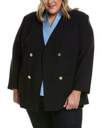 Lafayette 148 New York - Plus Collarless Double-breasted Wool-blend Blazer - Lyst