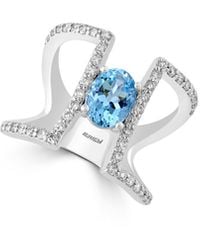 Effy Fine Jewelry 14k 2.05 Ct. Tw. Diamond & Aquamarine Ring - Blue