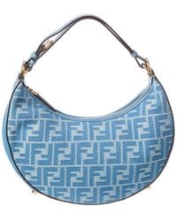 Fendi - Ff Monogram Leather & Jacquard Hobo Bag - Lyst