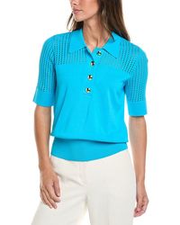 St. John - Vertical Stretch Pointelle Stripe Knit Sweater - Lyst