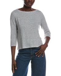 Eileen Fisher - Petite Bateau Neck 3/4-Sleeve Linen Top - Lyst