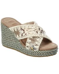 Mou Rope Snake-embossed Leather Wedge Sandal - Gray