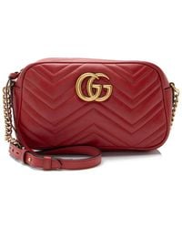 Gucci - Red Leather Matelasse GG Marmont Small Camera Bag (authentic Pre-loved) - Lyst